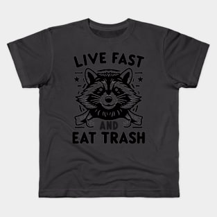 Funny Raccoon Live Fast Eat Trash Street Cats Squad Kids T-Shirt